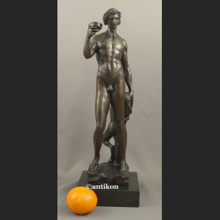 Bachus z faunem ogromny brąz salonowa rzeźba bóg wina