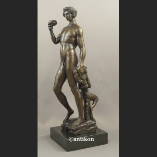 Bachus z faunem ogromny brąz salonowa rzeźba bóg wina