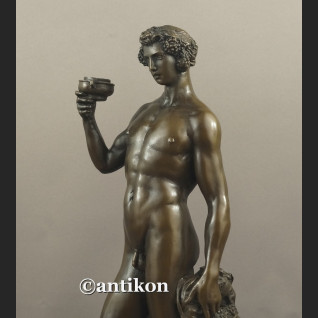 Bachus z faunem ogromny brąz salonowa rzeźba bóg wina