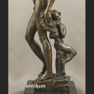 Bachus z faunem ogromny brąz salonowa rzeźba bóg wina