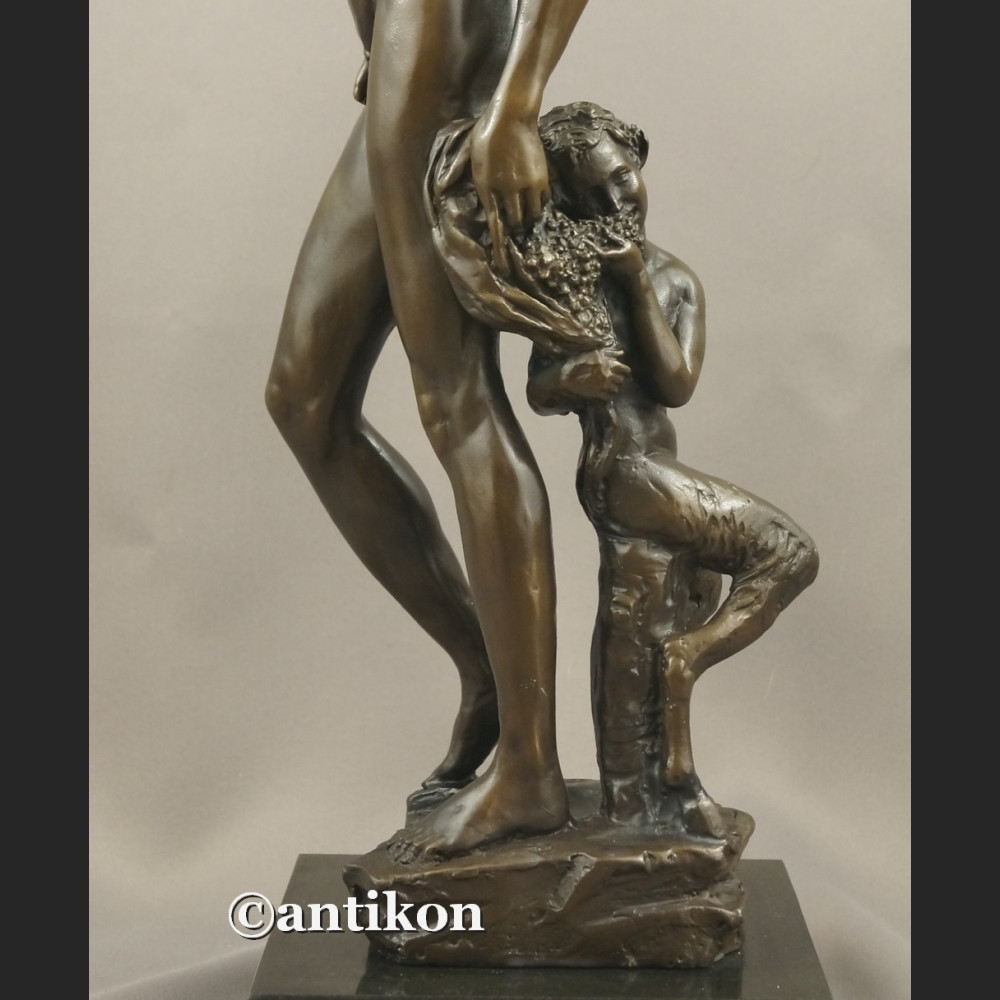 Bachus z faunem ogromny brąz salonowa rzeźba bóg wina