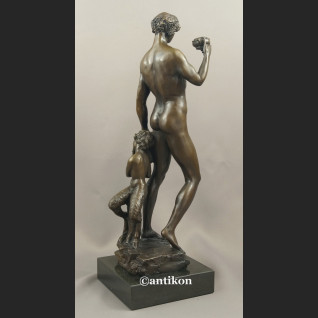 Bachus z faunem ogromny brąz salonowa rzeźba bóg wina