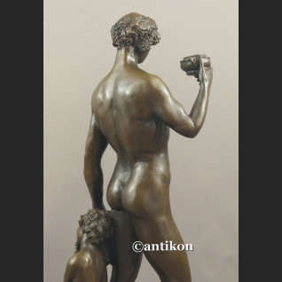 Bachus z faunem ogromny brąz salonowa rzeźba bóg wina