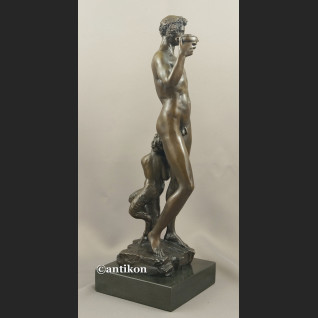 Bachus z faunem ogromny brąz salonowa rzeźba bóg wina