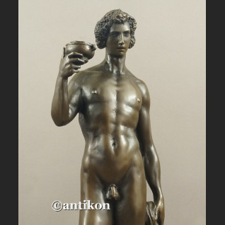 Bachus z faunem ogromny brąz salonowa rzeźba bóg wina