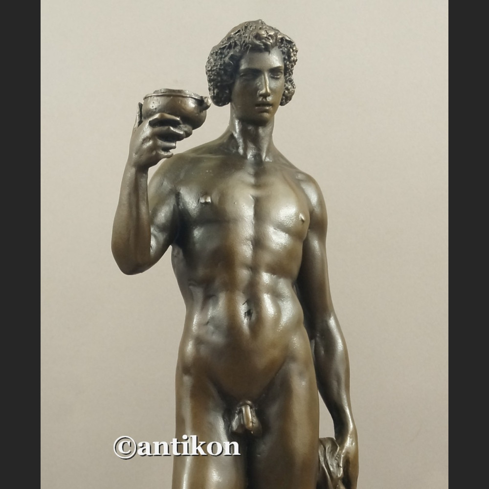 Bachus z faunem ogromny brąz salonowa rzeźba bóg wina