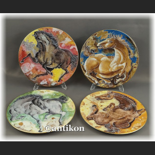 Cztery Żywioły  talerze kolekcjonerskie z certyfikatem H.Erni konie 