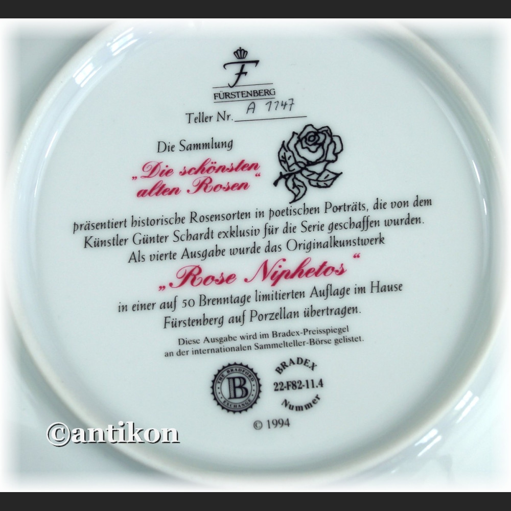 Ekskluzywna porcelana Furstenberg Róże cała seria talerzy kolekcjonerskich Ekskluzywna porcelana Furstenberg Róże cała seria talerzy kolekcjonerskich