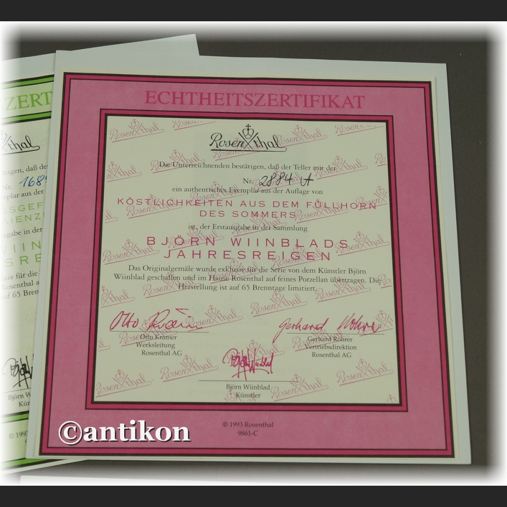 Cztery pory Roku talerze kolekcjonerskie Rosenthal z certyfikatem Cztery pory Roku talerze kolekcjonerskie Rosenthal z certyfikatem