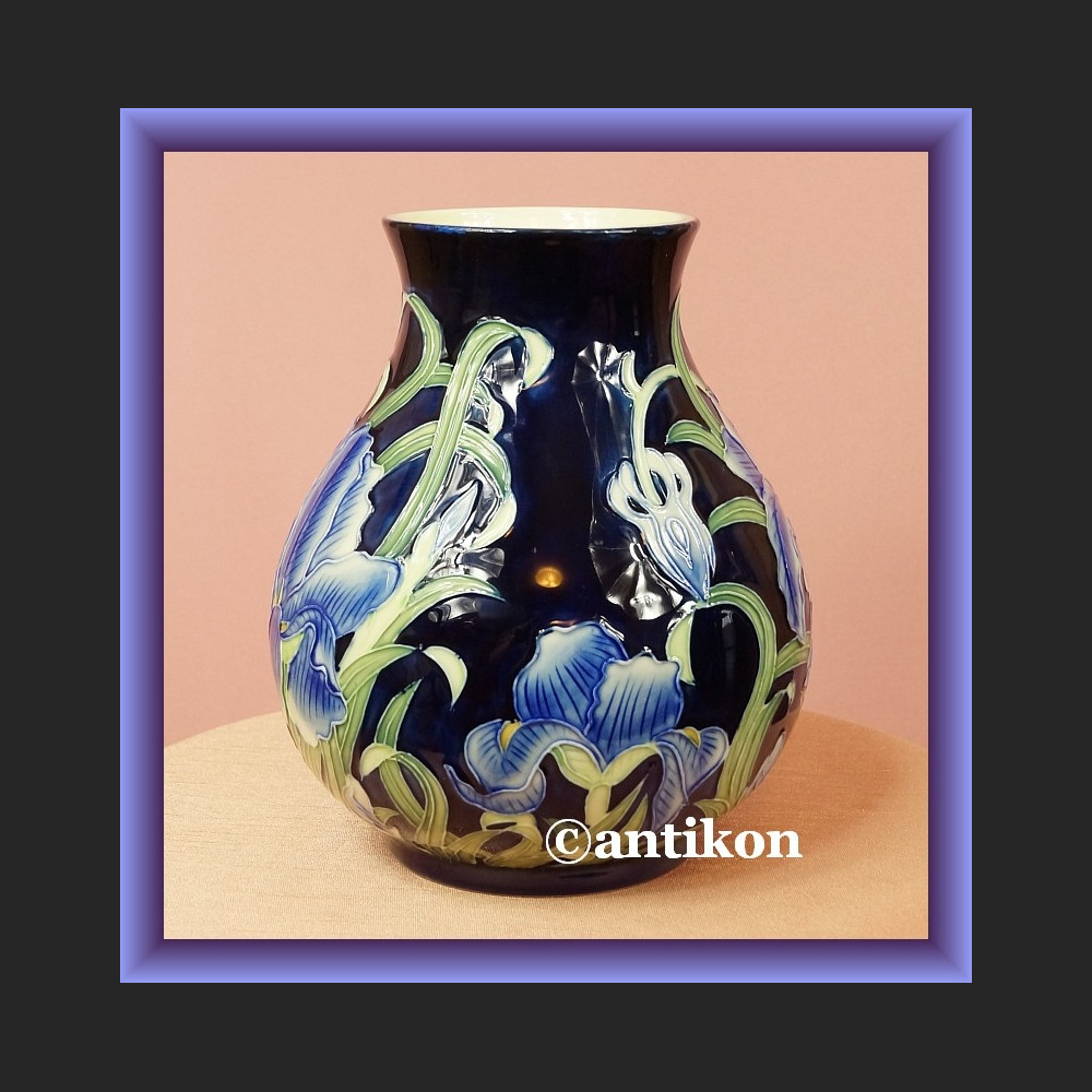 Piękny recznie malowany  wazon z irysami  Piękny recznie malowany  wazon z irysami