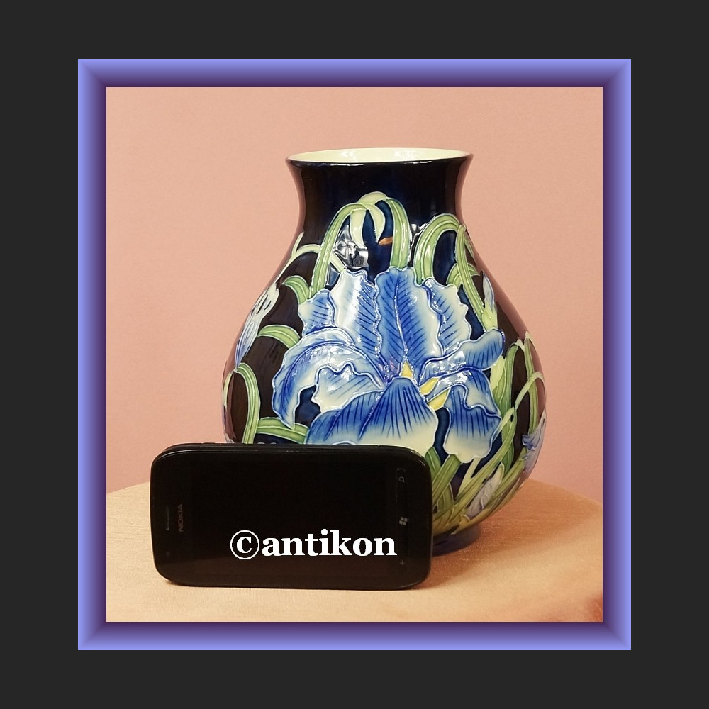 Piękny recznie malowany  wazon z irysami  Piękny recznie malowany  wazon z irysami