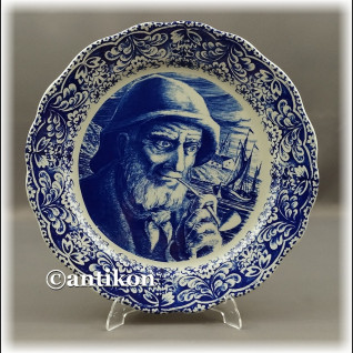 Rybak kobaltowy talerz kolekcjonerski