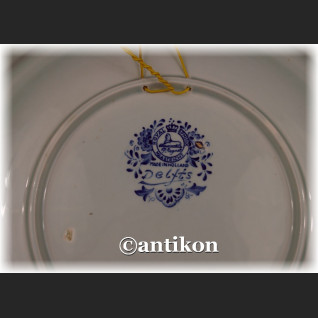 Żaglowiec  duży kobaltowy talerz kolekcjonerski