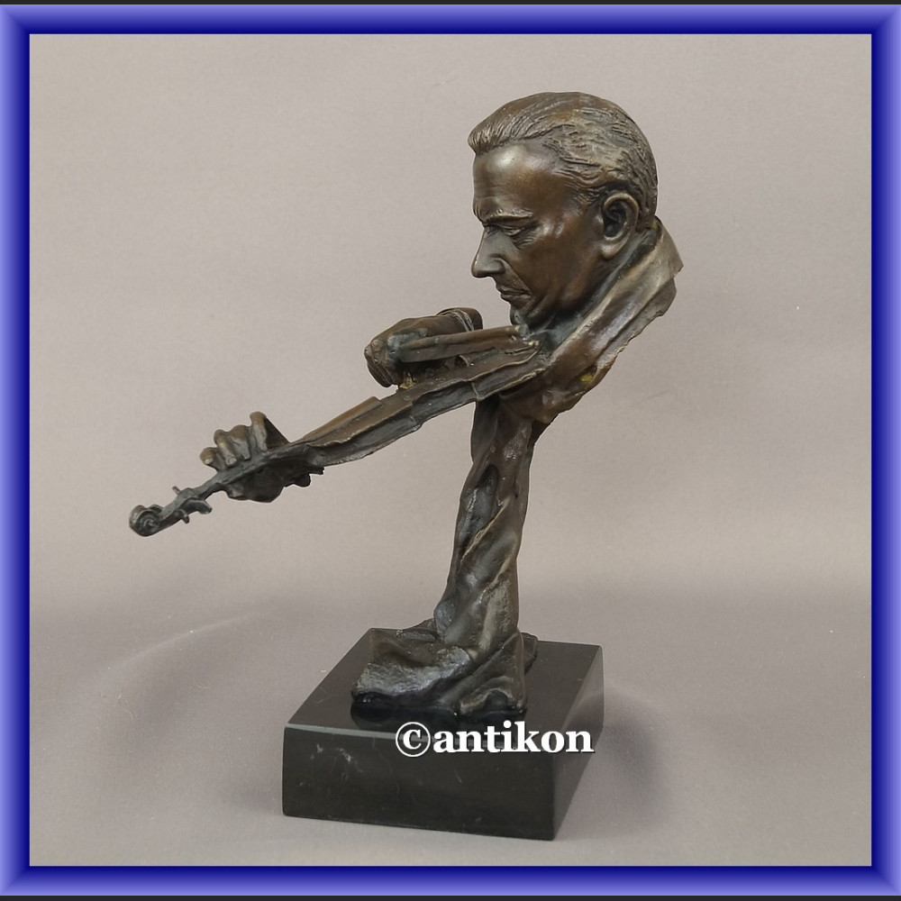 Rzeźba z brązu skrzypek duże popiersie