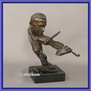 Rzeźba z brązu skrzypek duże popiersie