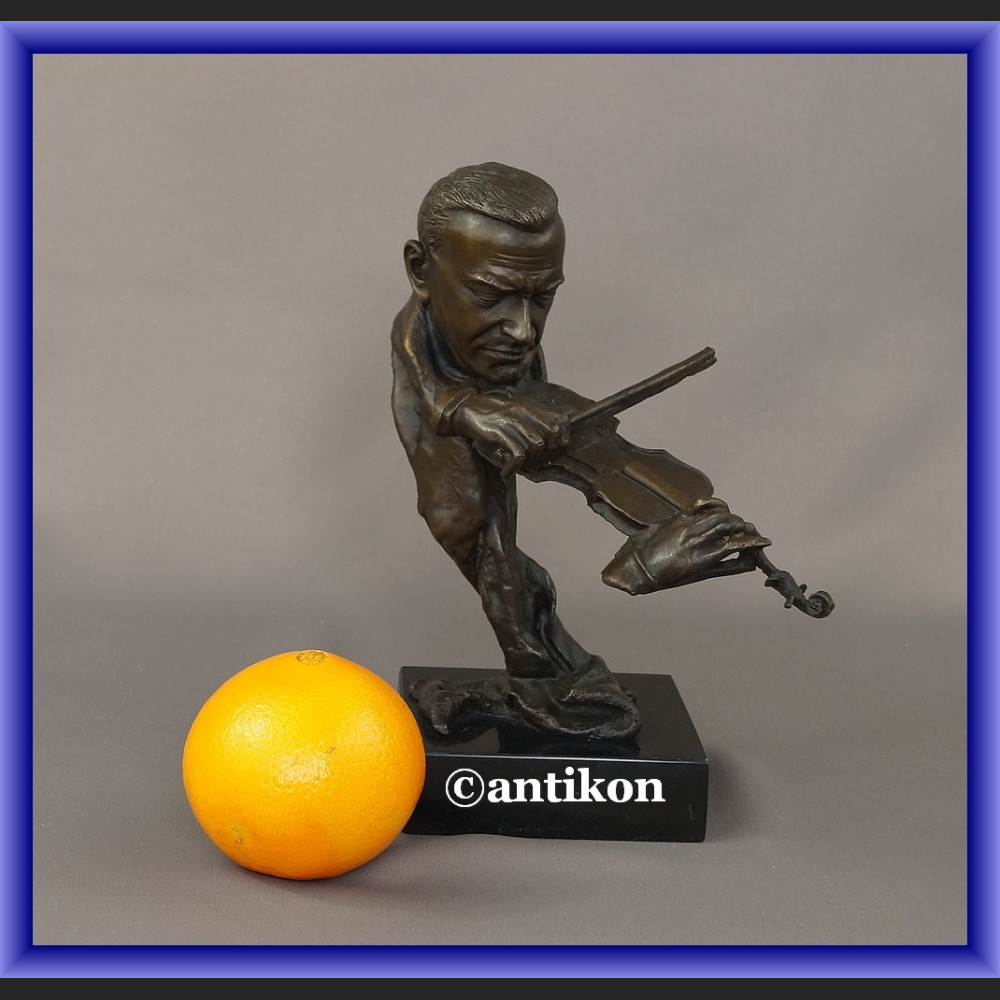 Rzeźba z brązu skrzypek duże popiersie