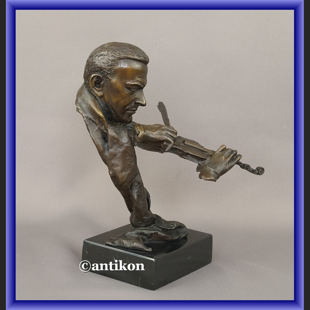 Rzeźba z brązu skrzypek duże popiersie
