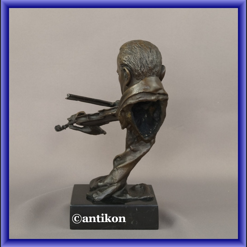 Rzeźba z brązu skrzypek duże popiersie