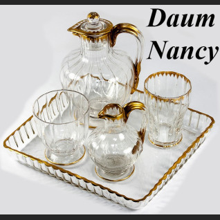 Karafka i kieliszki Daum Nancy francuski kryształowy serwis do likieru 