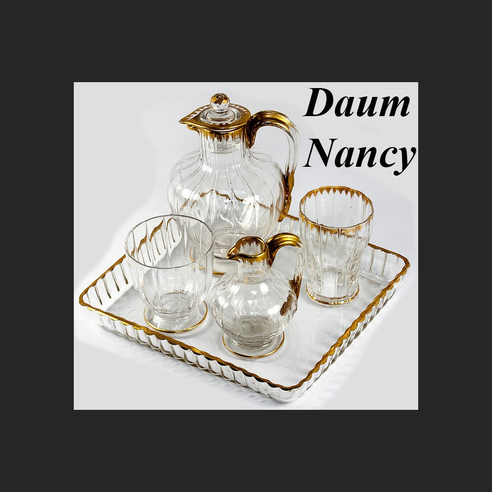 Karafka i kieliszki Daum Nancy francuski kryształowy serwis do likieru 