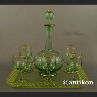 Karafka i kieliszki Daum Nancy francuski kryształowy serwis do likieru 