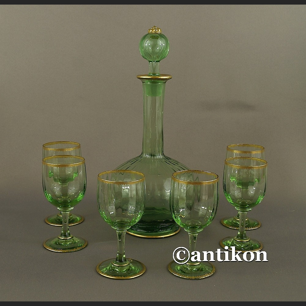 Karafka i kieliszki Daum Nancy francuski kryształowy serwis do likieru 