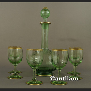 Karafka i kieliszki Daum Nancy francuski kryształowy serwis do likieru 