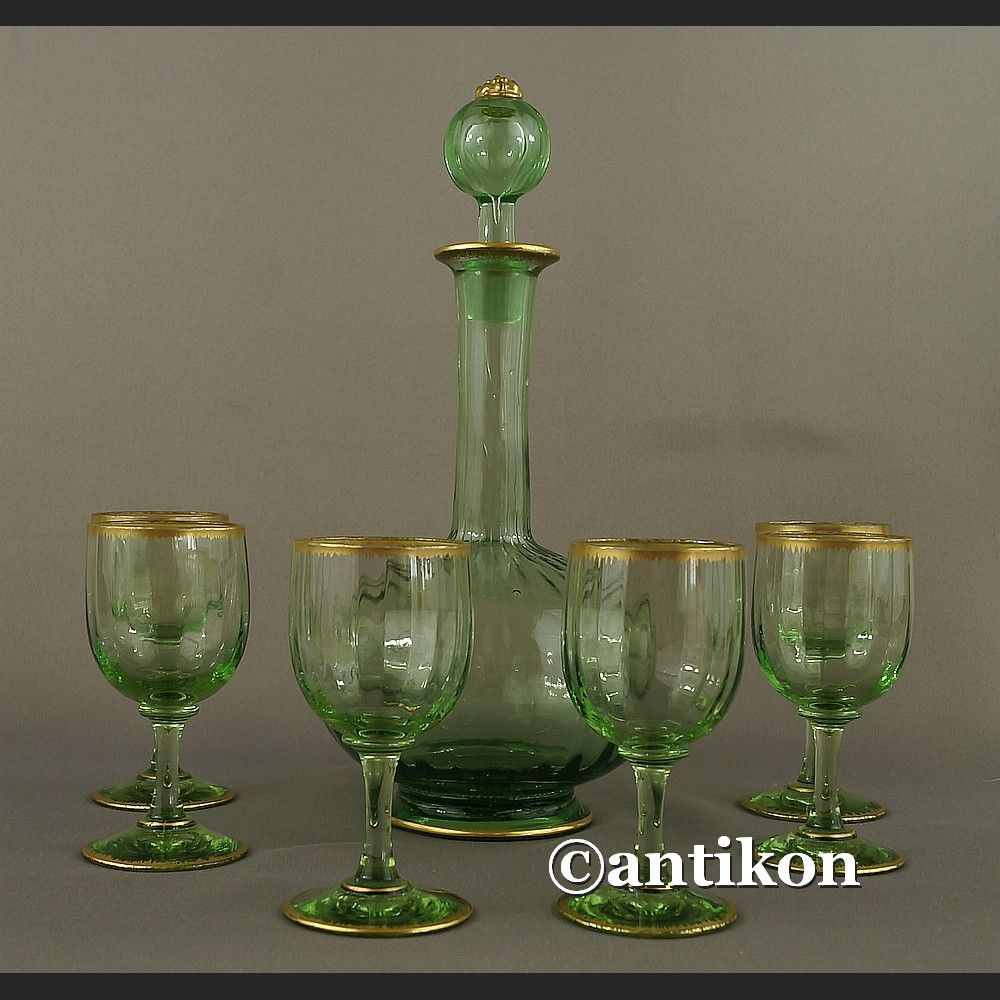 Karafka i kieliszki Daum Nancy francuski kryształowy serwis do likieru 