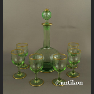 Karafka i kieliszki Daum Nancy francuski kryształowy serwis do likieru 