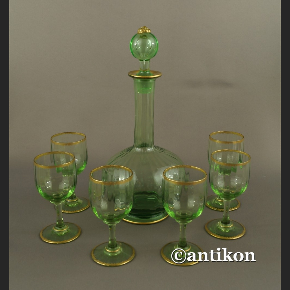 Karafka i kieliszki Daum Nancy francuski kryształowy serwis do likieru 