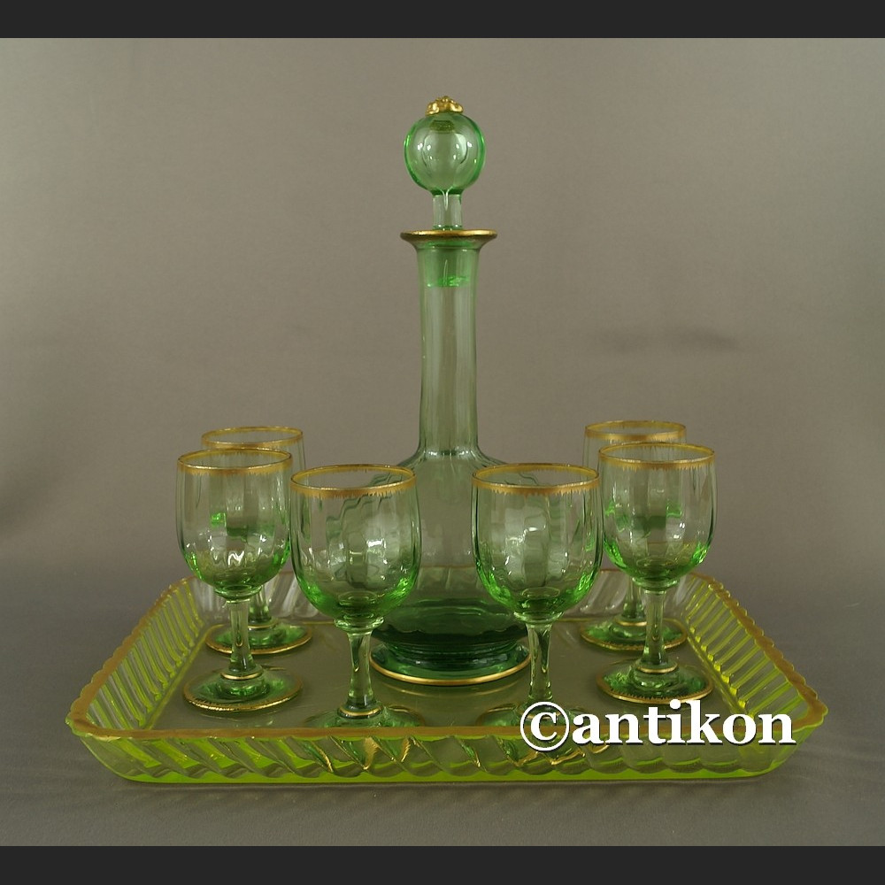 Karafka i kieliszki Daum Nancy francuski kryształowy serwis do likieru 