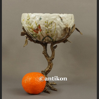 Patera secesyjna porcelana na konarze z brązu Patera secesyjna porcelana na konarze z brązu