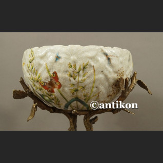 Patera secesyjna porcelana na konarze z brązu Patera secesyjna porcelana na konarze z brązu