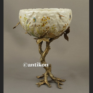 Patera secesyjna porcelana na konarze z brązu Patera secesyjna porcelana na konarze z brązu