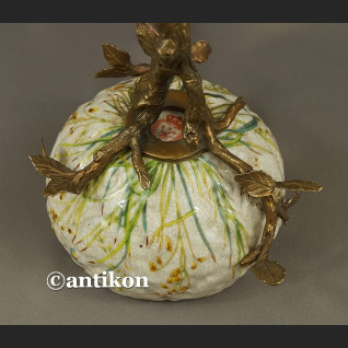 Patera secesyjna porcelana na konarze z brązu Patera secesyjna porcelana na konarze z brązu