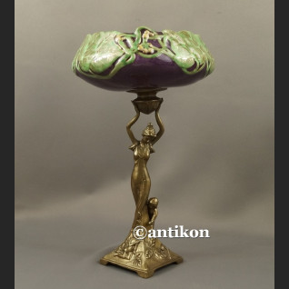 Patera secesyjna figuralna porcelana z brązem