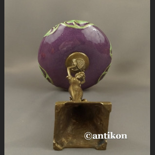 Patera secesyjna figuralna porcelana z brązem Patera secesyjna figuralna porcelana z brązem