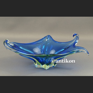 Patera Murano niebiesko zielona misa z językami Patera Murano niebiesko zielona misa z językami