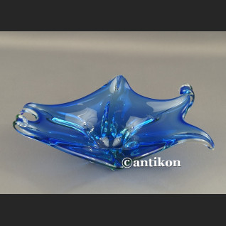 Patera Murano niebiesko zielona misa z językami Patera Murano niebiesko zielona misa z językami