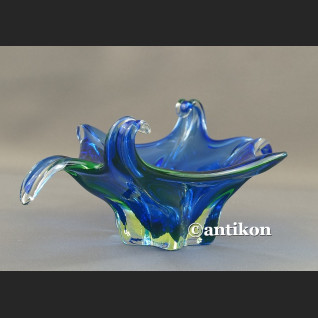 Patera Murano niebiesko zielona misa z językami Patera Murano niebiesko zielona misa z językami