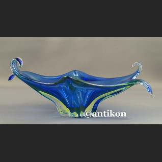 Patera Murano niebiesko zielona misa z językami Patera Murano niebiesko zielona misa z językami