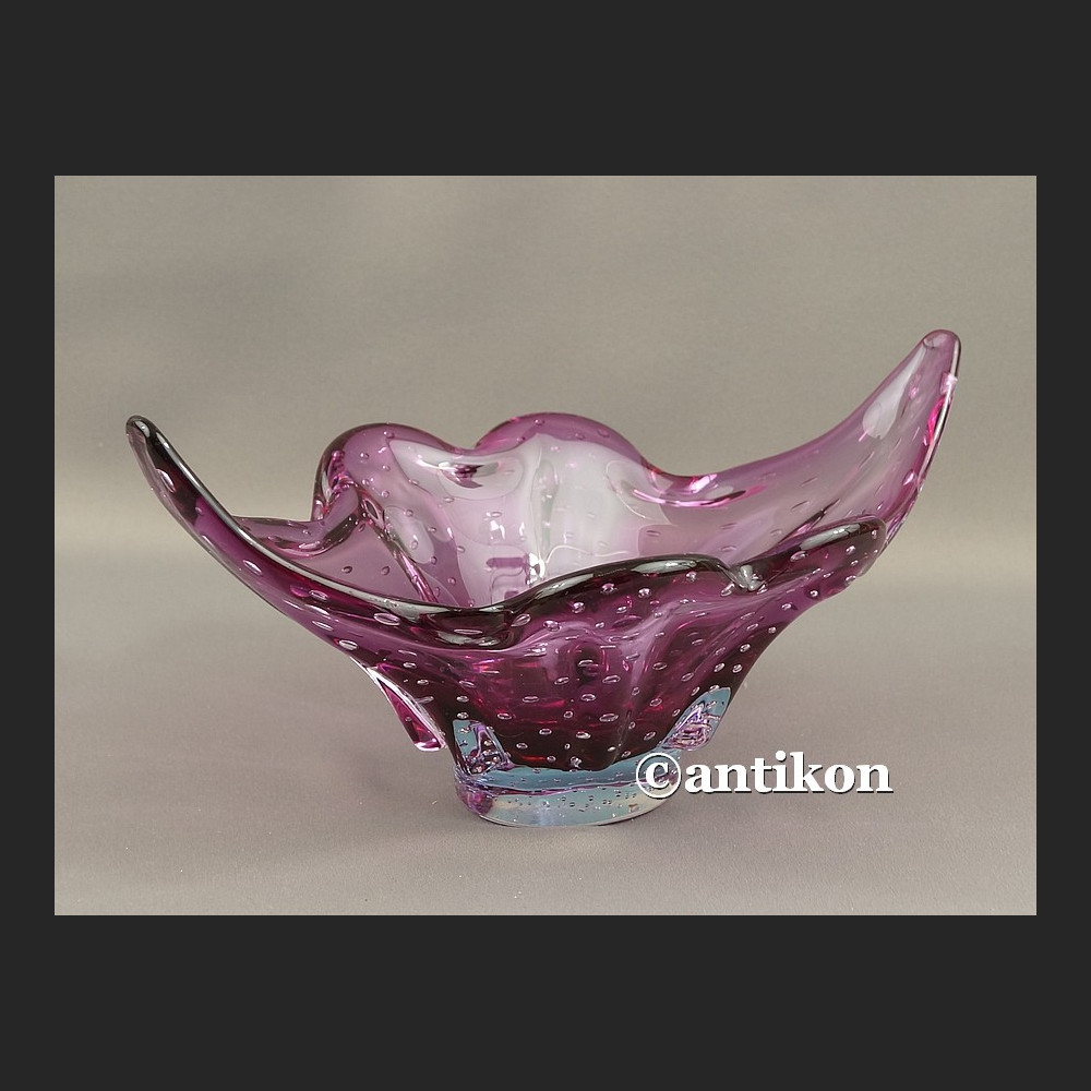 Duża szklana patera z Murano fioletowa misa  Duża szklana patera z Murano fioletowa misa
