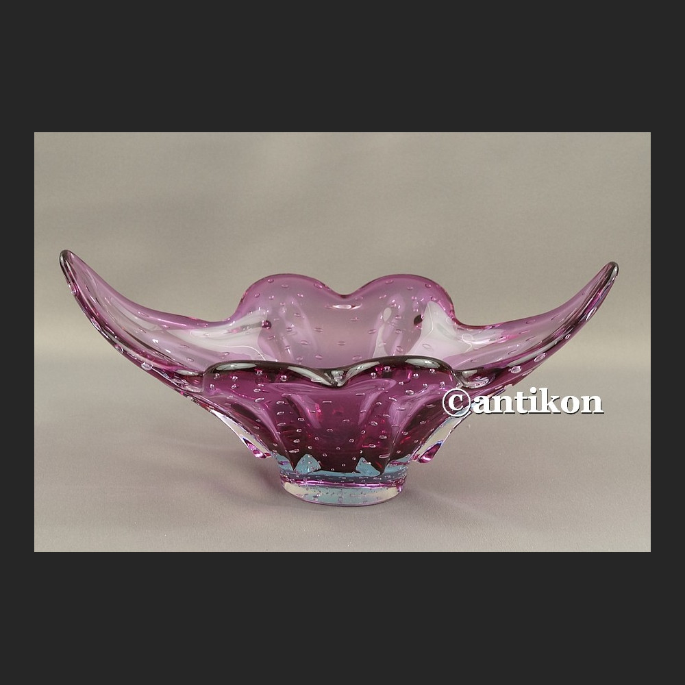 Duża szklana patera z Murano fioletowa misa  Duża szklana patera z Murano fioletowa misa