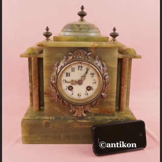 Zegar kominkowy stary z onyksu zielony marmur Zegar kominkowy stary z onyksu zielony marmur