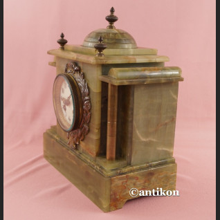 Zegar kominkowy stary z onyksu zielony marmur Zegar kominkowy stary z onyksu zielony marmur