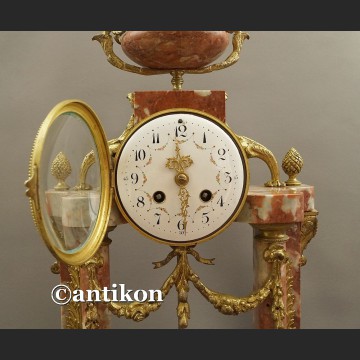 Stary zegar muzealny z różowego marmuru Francja 1900r