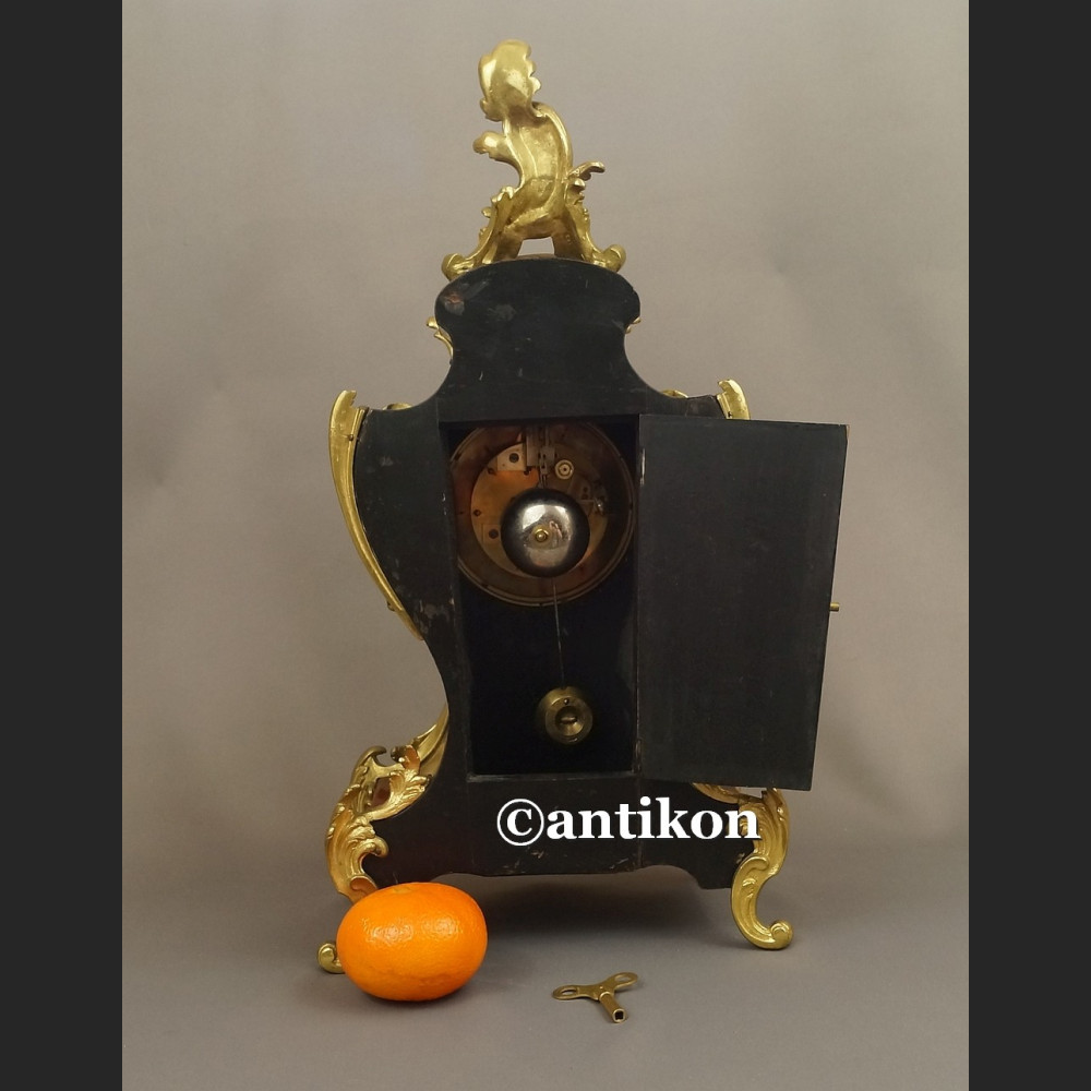 Zegar stary kominkowy Boulle Francja 1878 r. obiekt  muzealny