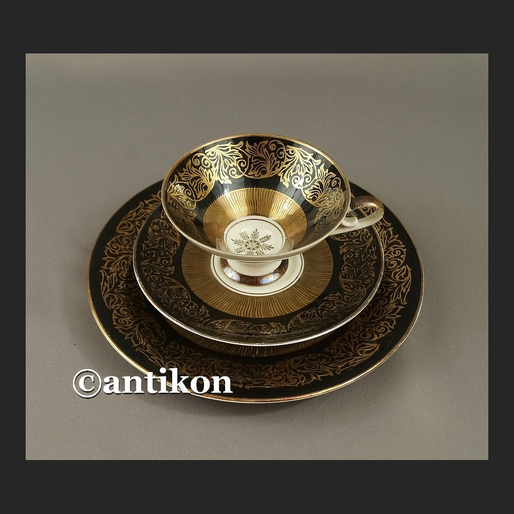 Filiżanka kolekcjonerska bawarska porcelana vintage czarne trio Filiżanka kolekcjonerska bawarska porcelana vintage czarne trio