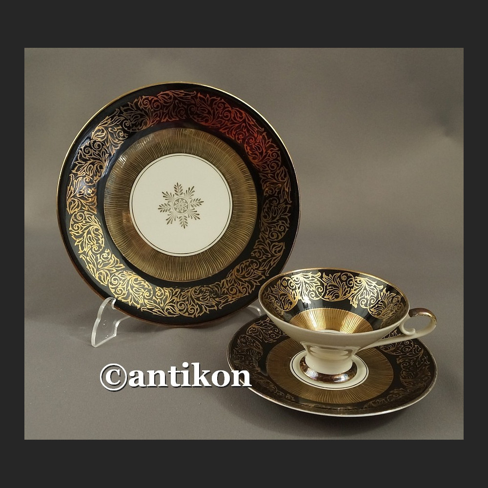 Filiżanka kolekcjonerska bawarska porcelana vintage czarne trio