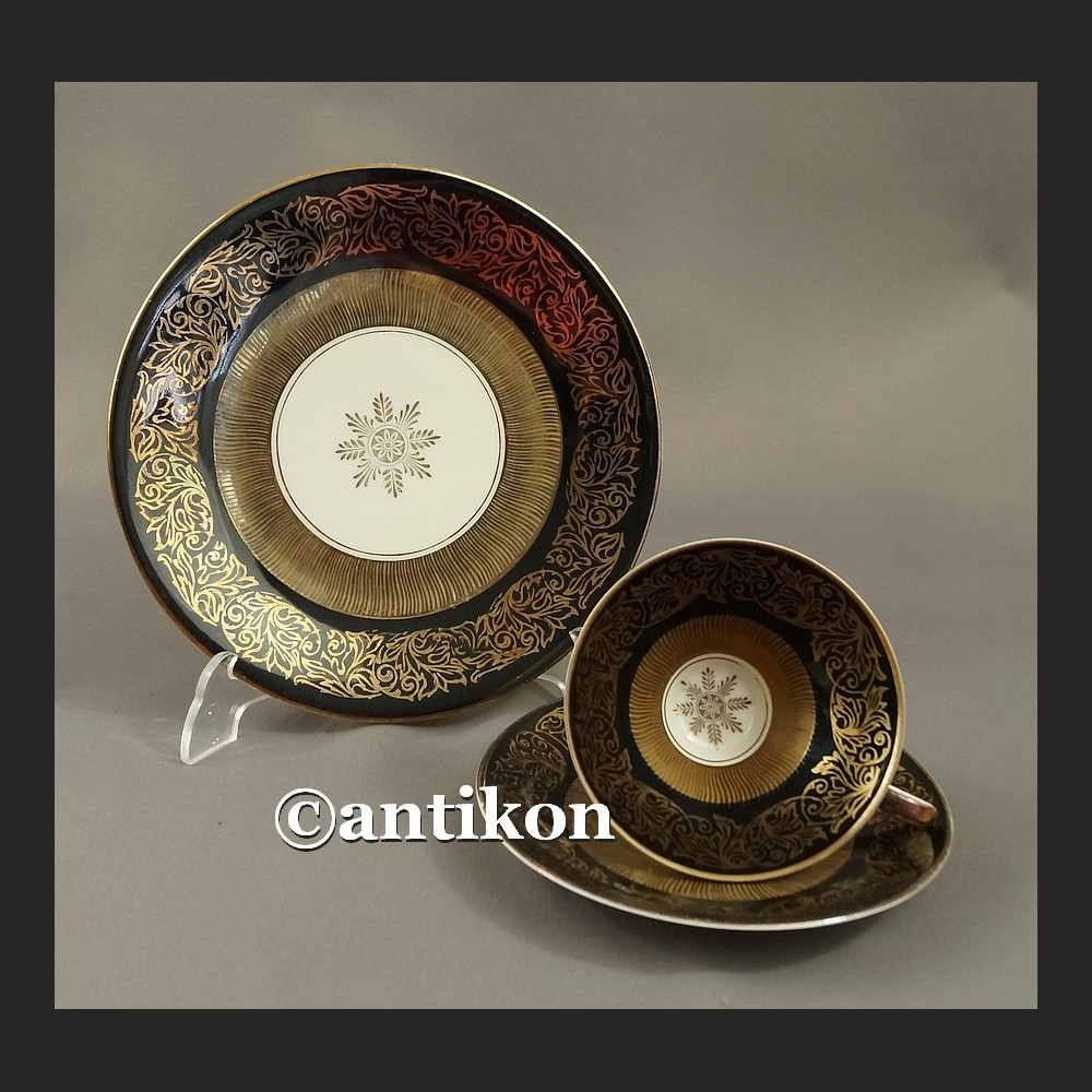 Filiżanka kolekcjonerska bawarska porcelana vintage czarne trio Filiżanka kolekcjonerska bawarska porcelana vintage czarne trio